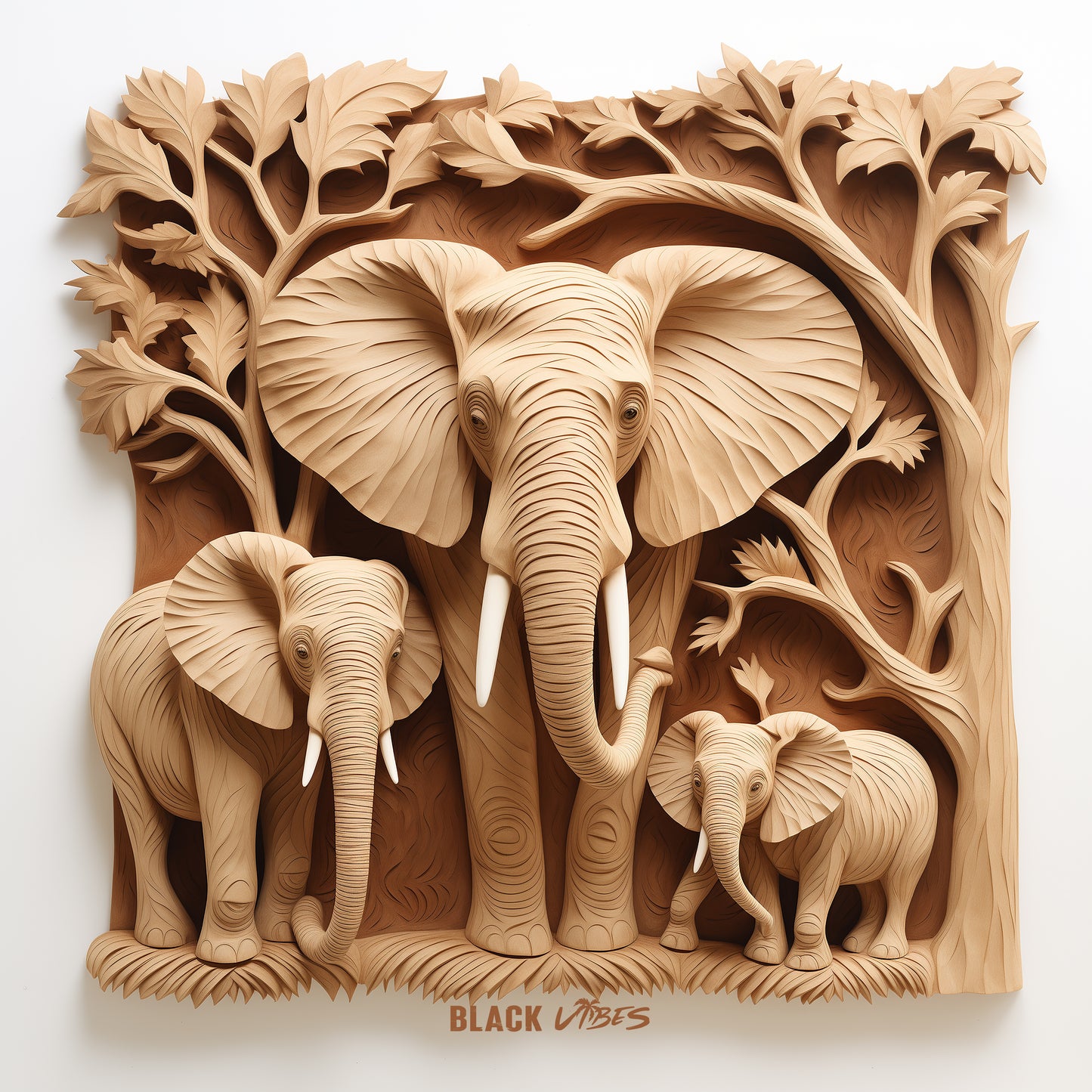 Safari Carvings - Cremé Elephants