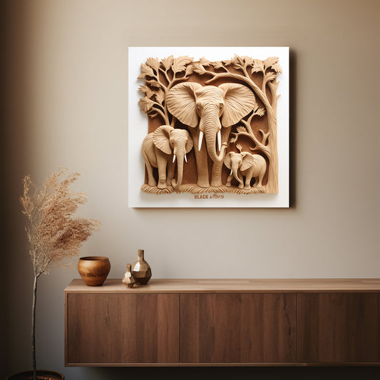 Safari Carvings - Cremé Elephants