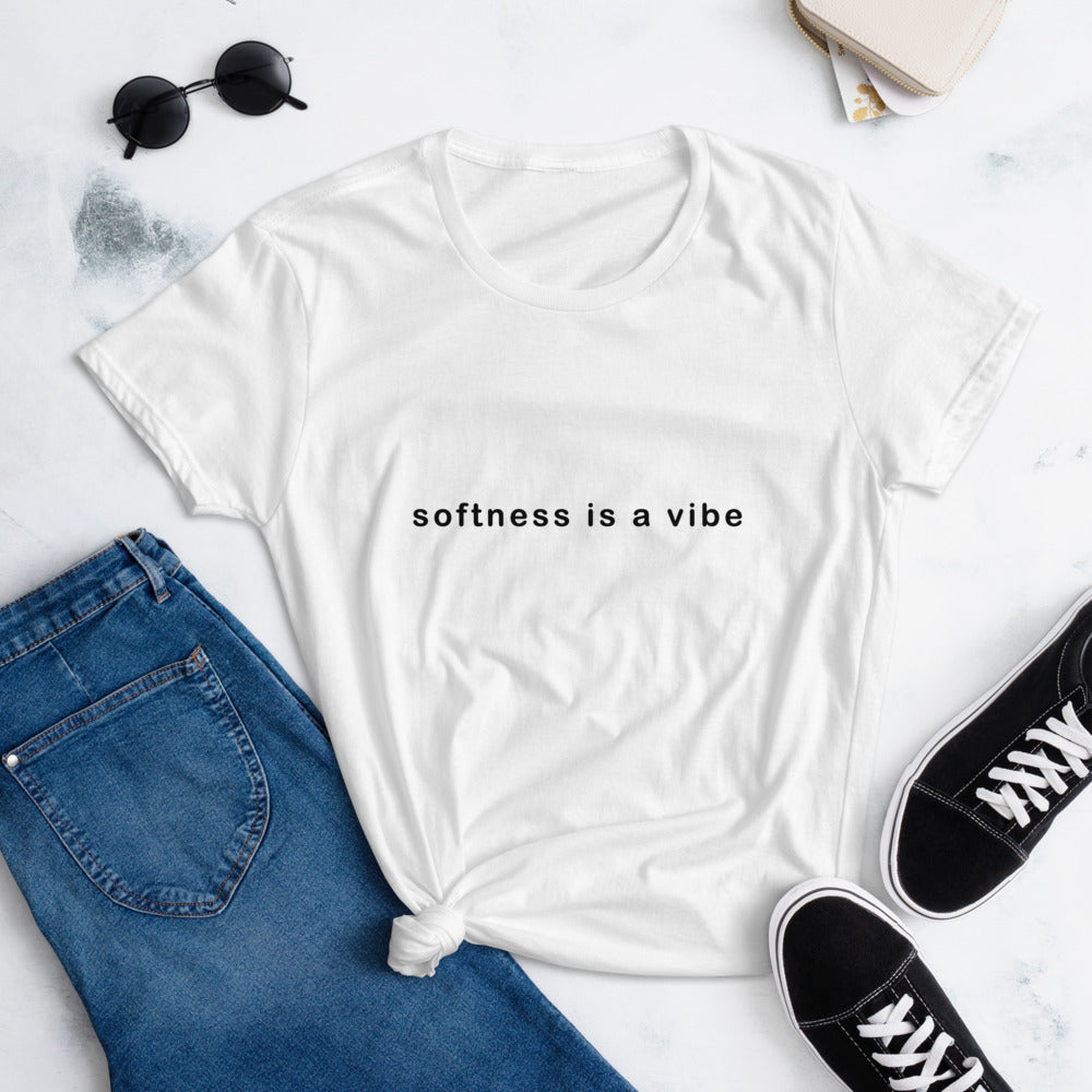 Softness is a Vibe Fitted White Short Sleeve Shirt